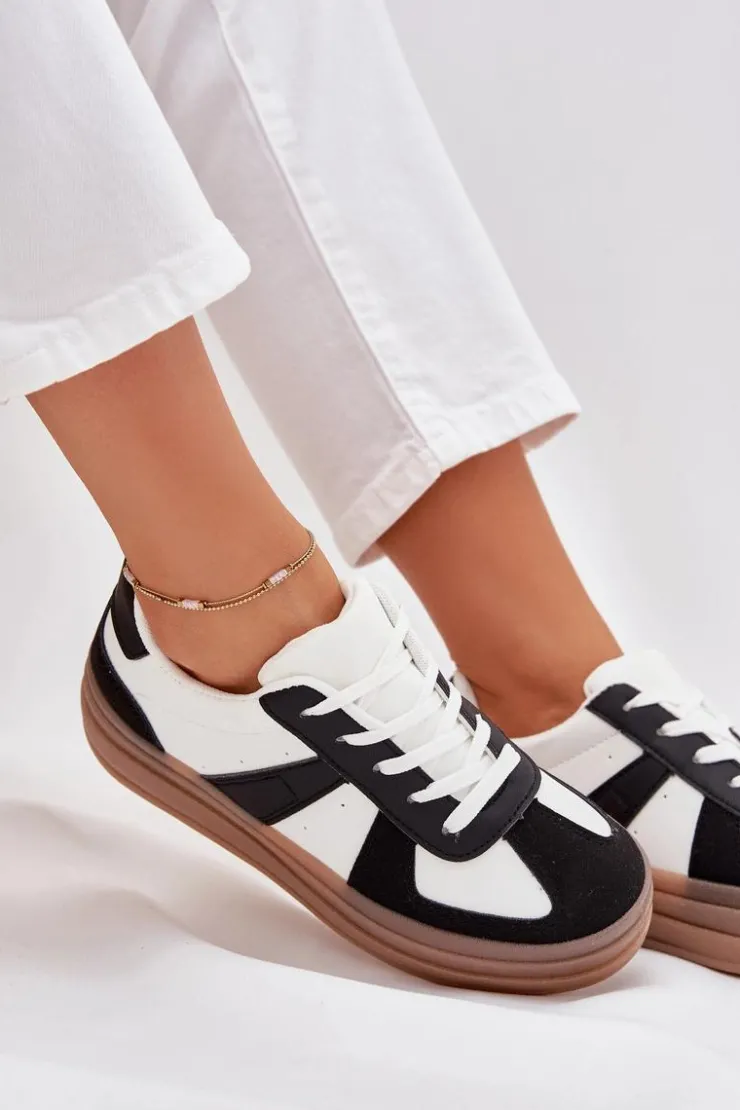 Clearance Boto Sneakesy Damskie Na Platformie Biało-Czarne Sivirae