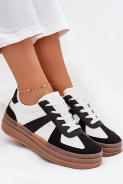 Clearance Boto Sneakesy Damskie Na Platformie Biało-Czarne Sivirae
