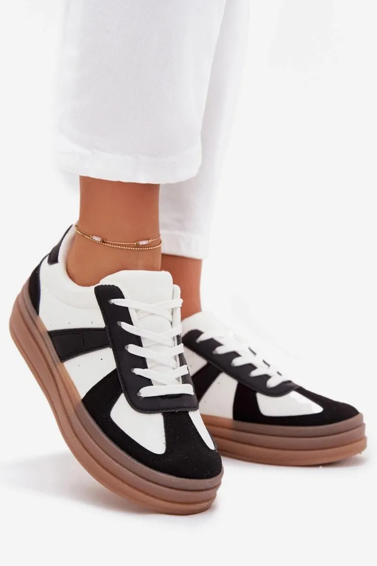 Clearance Boto Sneakesy Damskie Na Platformie Biało-Czarne Sivirae