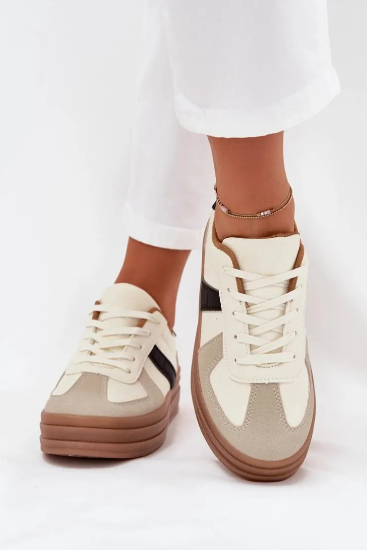 Boto Sneakersy Damskie*Sneakesy Damskie Na Platformie Beżowe Sivirae
