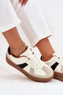 Boto Sneakersy Damskie*Sneakesy Damskie Na Platformie Beżowe Sivirae