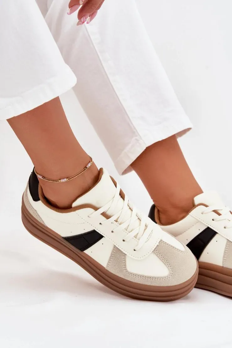 Boto Sneakersy Damskie*Sneakesy Damskie Na Platformie Beżowe Sivirae