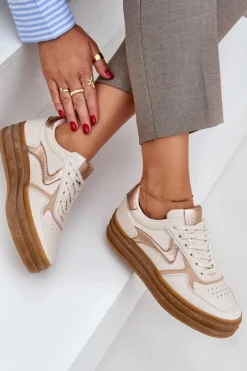 Damskie Boto Sneakesy Damskie Na Platformie Beżowe Annines