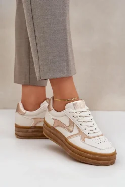 Damskie Boto Sneakesy Damskie Na Platformie Beżowe Annines