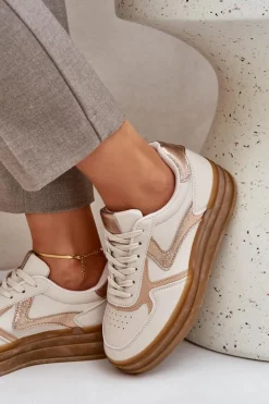 Damskie Boto Sneakesy Damskie Na Platformie Beżowe Annines