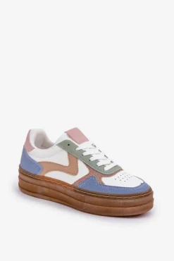 Boto Sneakersy Damskie*Sneakesy Damskie Z Brokatem Na Platformie Niebieskie Annines