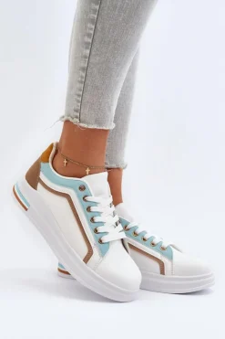 Boto Sneakersy Damskie*Sneakesy Damskie Z Brokatem Niebieskie Elnami