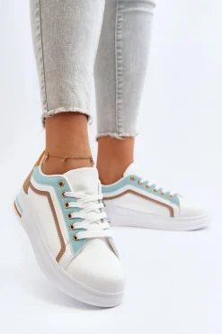 Boto Sneakersy Damskie*Sneakesy Damskie Z Brokatem Niebieskie Elnami