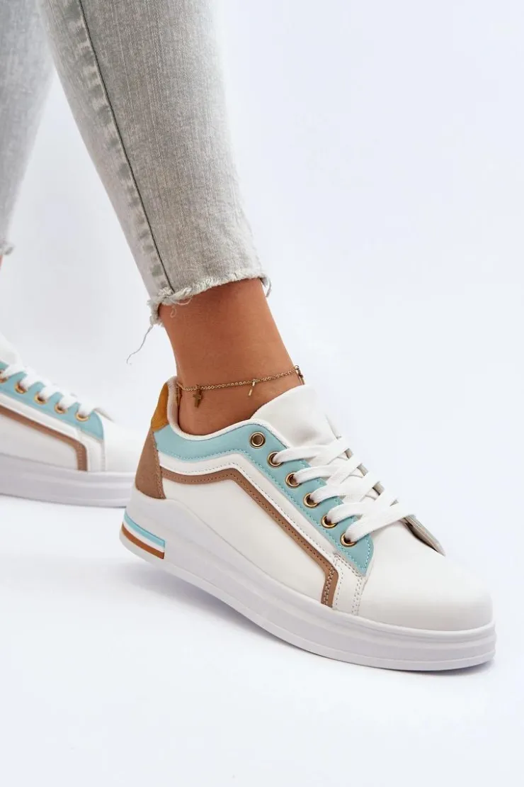 Boto Sneakersy Damskie*Sneakesy Damskie Z Brokatem Niebieskie Elnami