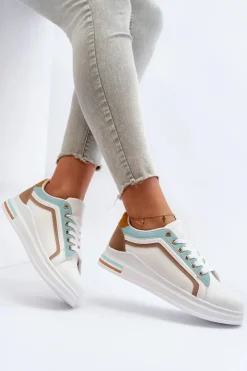 Boto Sneakersy Damskie*Sneakesy Damskie Z Brokatem Niebieskie Elnami