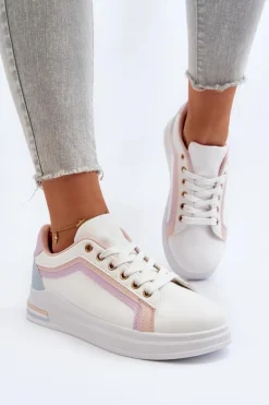 Boto Sneakersy Damskie*Sneakesy Damskie Z Brokatem Różowe Elnami Różowy