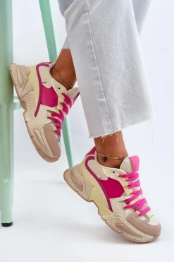 Damskie Boto Snekersy Damskie Na Grubej Podeszwie Fuksja Peonema