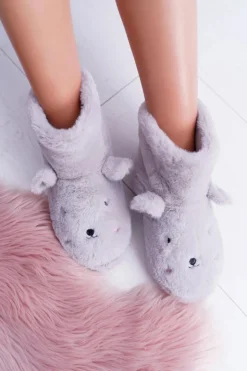 Clearance Boto SOXO Ciepłe Domowe Szare Botki Papcie Króliczki 94529