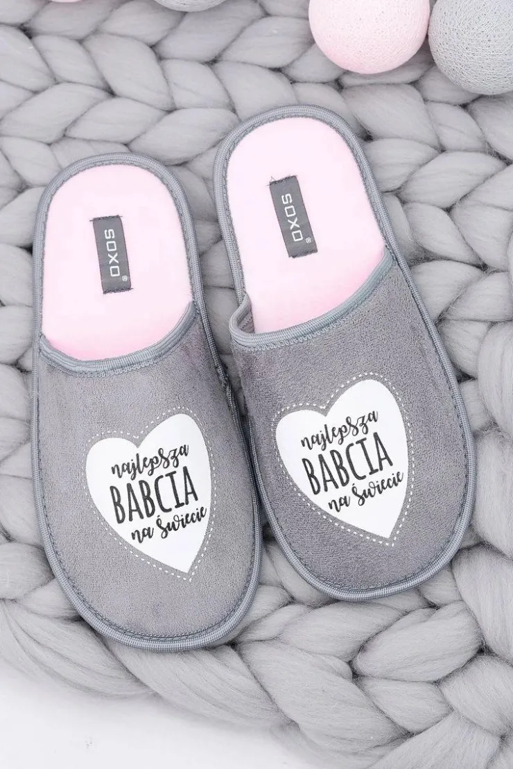 Boto Kapcie Klasyczne*SOXO Damskie Papcie Najlepsza Babcia Na Świecie