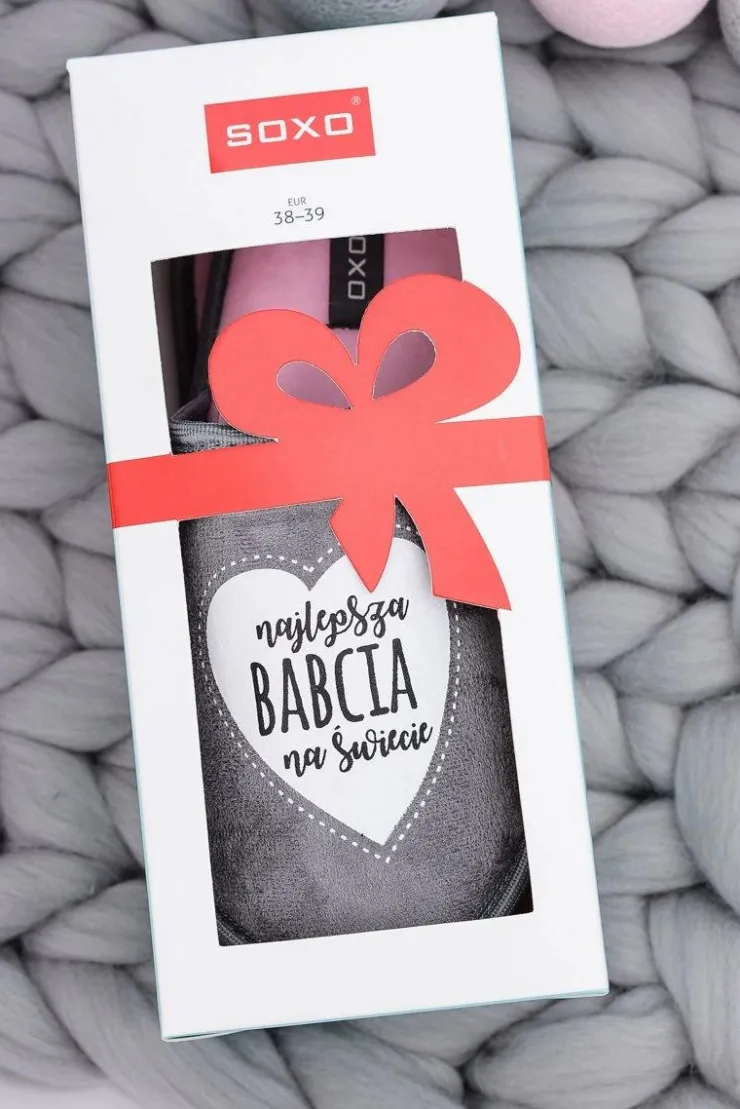 Boto Kapcie Klasyczne*SOXO Damskie Papcie Najlepsza Babcia Na Świecie