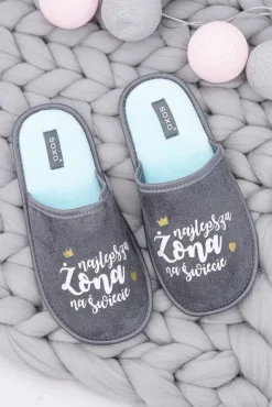 Boto Kapcie Klasyczne*SOXO Damskie Papcie Najlepsza Żona Na Świecie