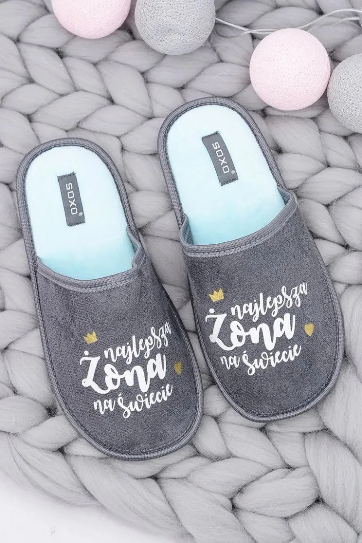 Boto Kapcie Klasyczne*SOXO Damskie Papcie Najlepsza Żona Na Świecie