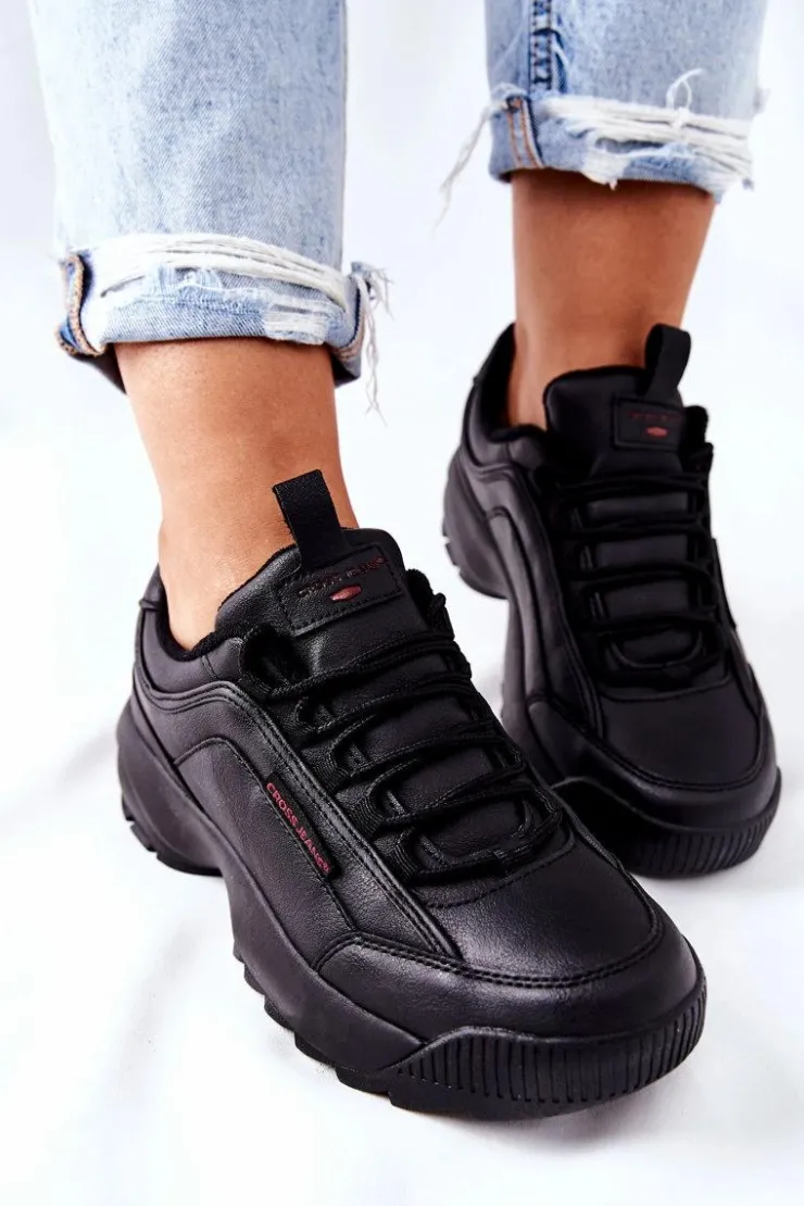 Outlet Cross Jeans Sportowe Buty Czarne EE2R4134C Czarny