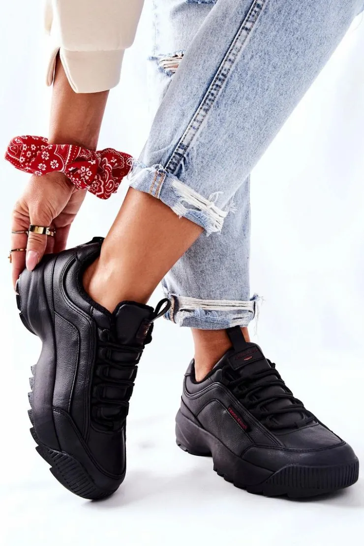 Outlet Cross Jeans Sportowe Buty Czarne EE2R4134C Czarny