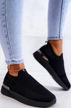 Damskie Evento Sportowe Buty Materiałowe Czarne Lorento