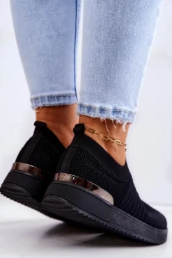 Damskie Evento Sportowe Buty Materiałowe Czarne Lorento