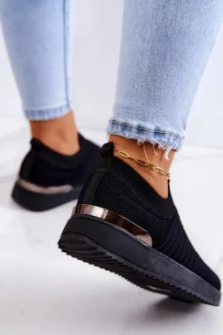 Damskie Evento Sportowe Buty Materiałowe Czarne Lorento