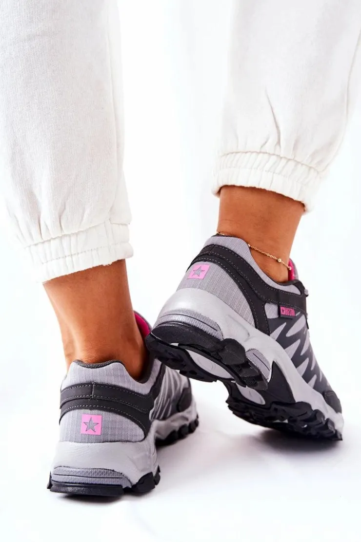 Damskie Big Star Shoes Sportowe Buty Memory Foam Big Star GG274499 Szare