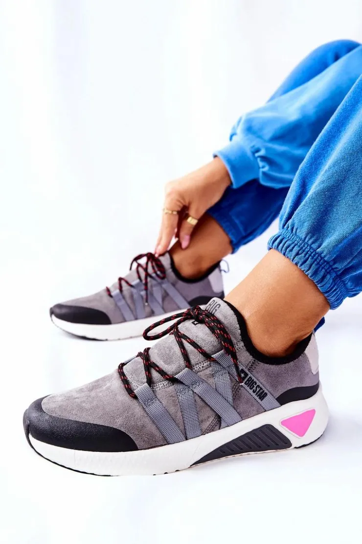 Damskie Big Star Shoes Sportowe Buty Memory Foam Big Star II274306 Szare