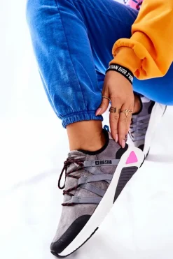 Damskie Big Star Shoes Sportowe Buty Memory Foam Big Star II274306 Szare