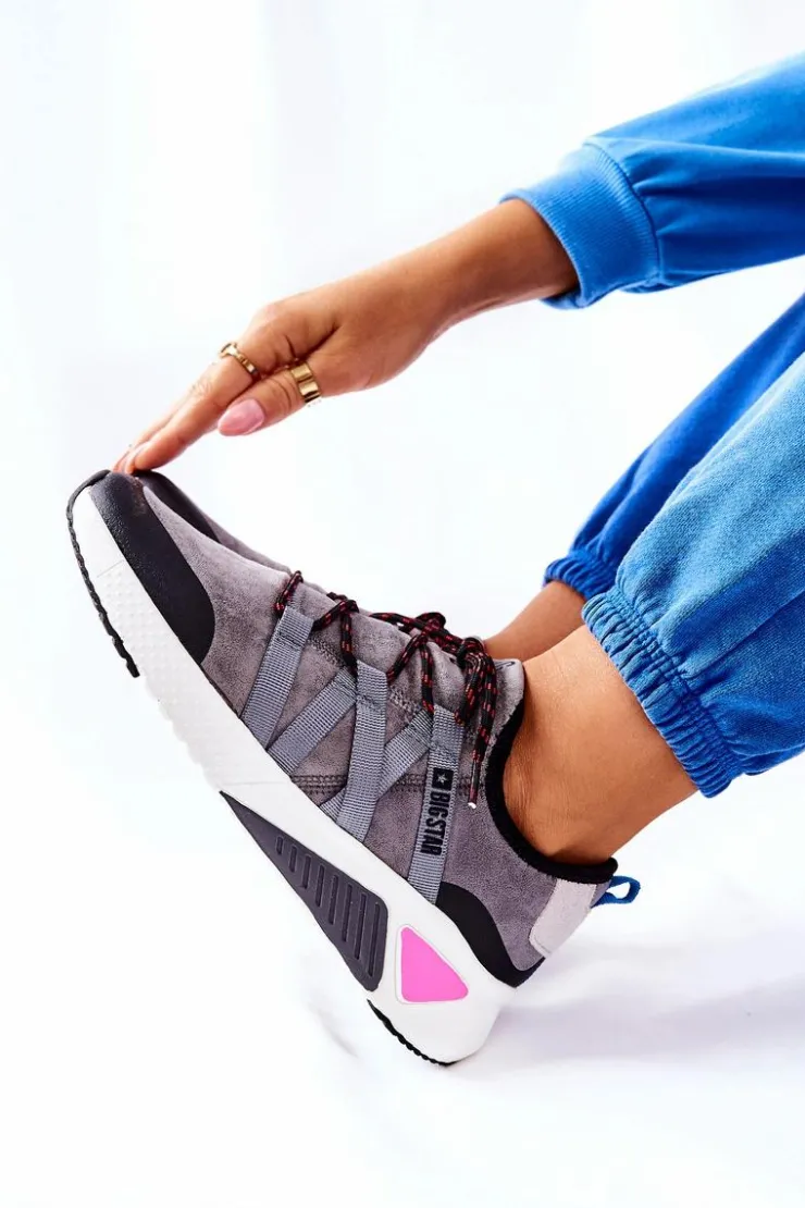 Damskie Big Star Shoes Sportowe Buty Memory Foam Big Star II274306 Szare