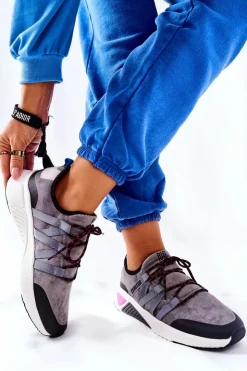 Damskie Big Star Shoes Sportowe Buty Memory Foam Big Star II274306 Szare