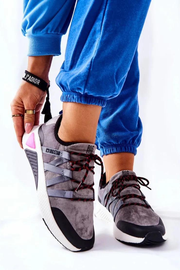 Damskie Big Star Shoes Sportowe Buty Memory Foam Big Star II274306 Szare