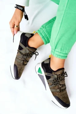 Big Star Shoes Trampki Damskie Big Star|Buty Sportowe Na Platformie*Sportowe Buty Memory Foam Big Star II274308 Khaki