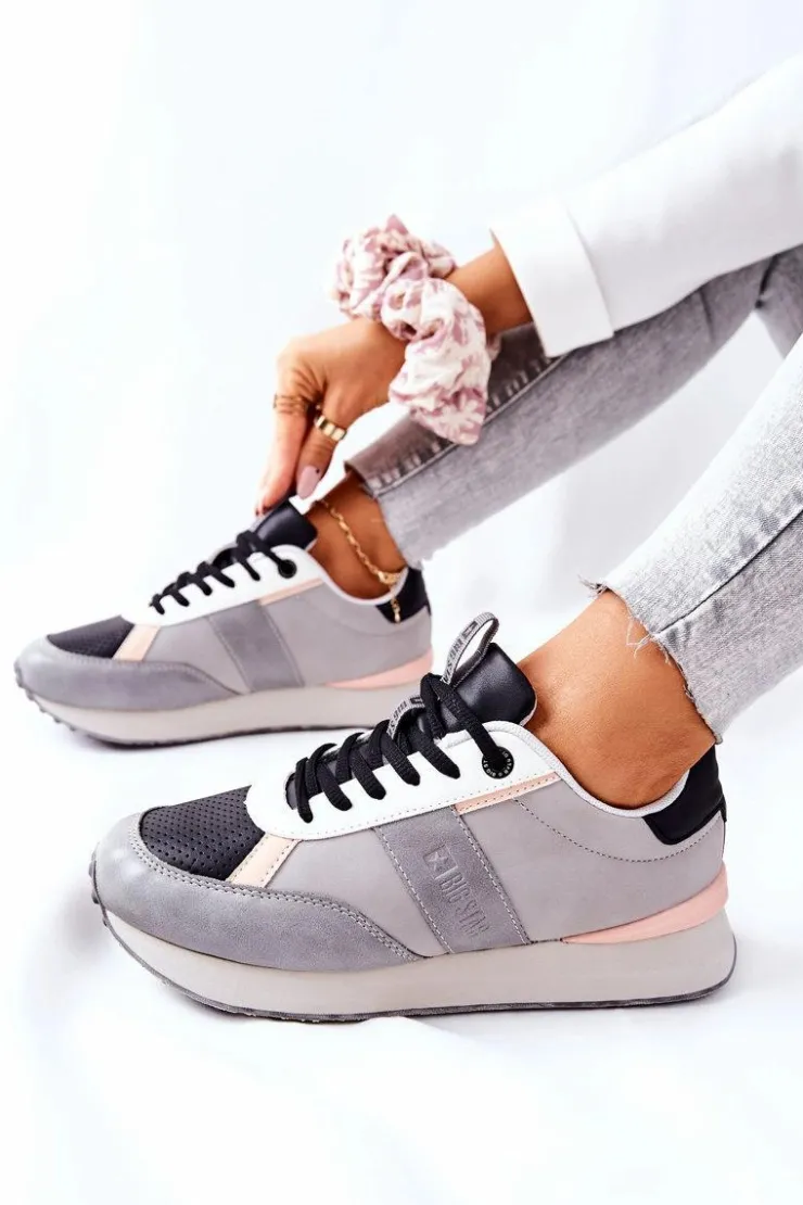 Big Star Shoes Trampki Damskie Big Star|Big Star*Sportowe Buty Memory Foam Big Star II274398 Szaro-Czarne