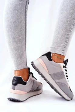 Big Star Shoes Trampki Damskie Big Star|Big Star*Sportowe Buty Memory Foam Big Star II274398 Szaro-Czarne