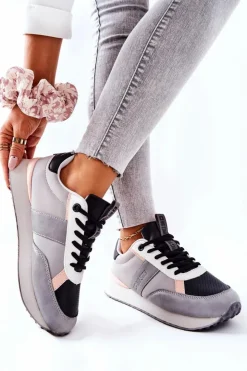 Big Star Shoes Trampki Damskie Big Star|Big Star*Sportowe Buty Memory Foam Big Star II274398 Szaro-Czarne