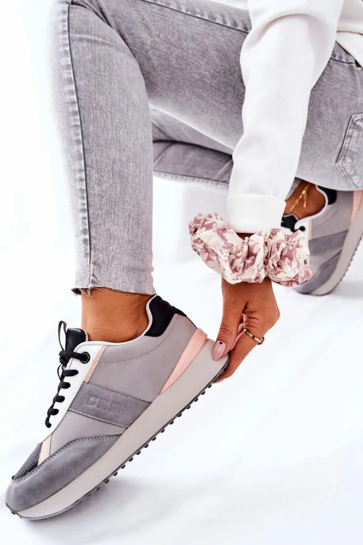 Big Star Shoes Trampki Damskie Big Star|Big Star*Sportowe Buty Memory Foam Big Star II274398 Szaro-Czarne