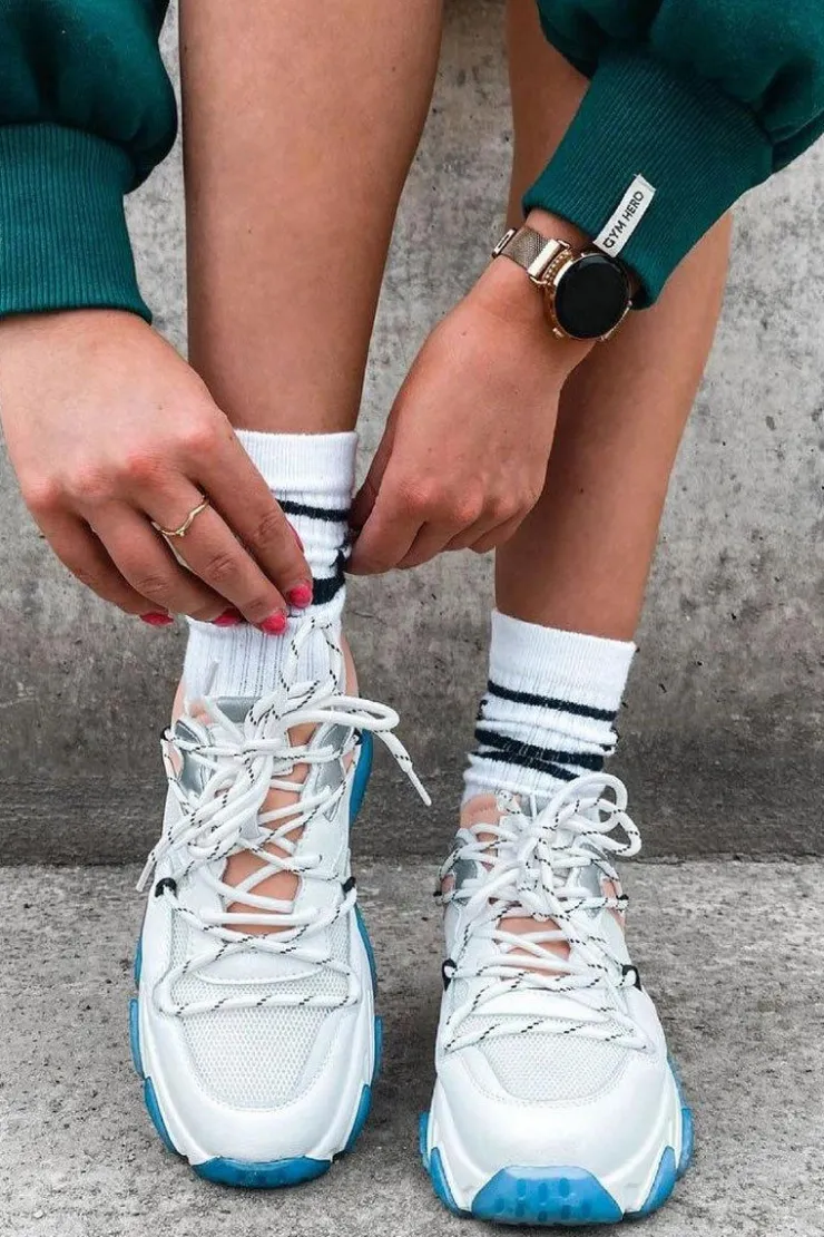 Damskie GOE Sportowe Buty Na Dużej Podeszwie HH2N4034 Biało-Różowe