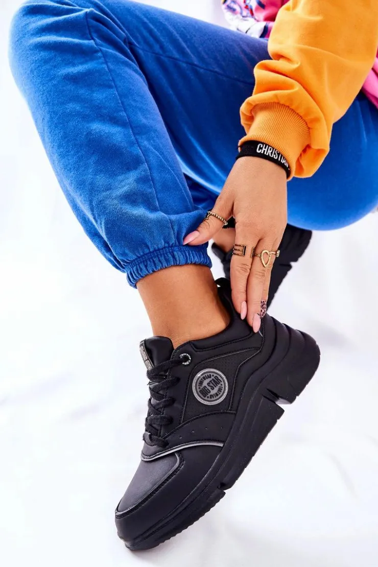 New Big Star Shoes Sportowe Buty Na Platformie Big Star II274313 Czarne Czarny