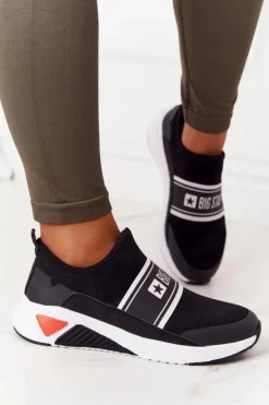 Damskie Big Star Shoes Sportowe Buty Slip-On Memory Foam Big Star HH274536 Czarne