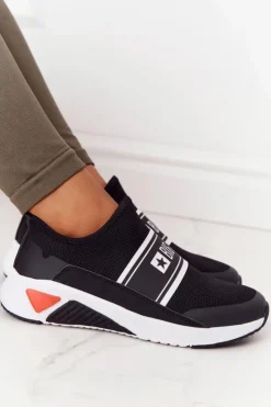 Damskie Big Star Shoes Sportowe Buty Slip-On Memory Foam Big Star HH274536 Czarne