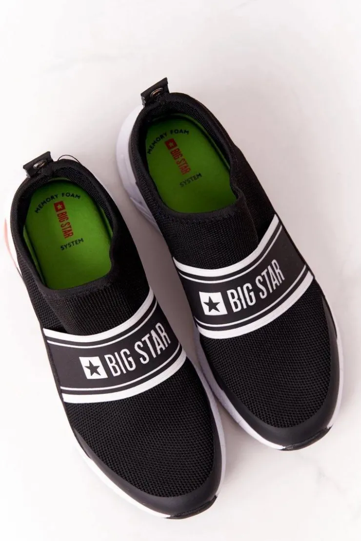 Damskie Big Star Shoes Sportowe Buty Slip-On Memory Foam Big Star HH274536 Czarne