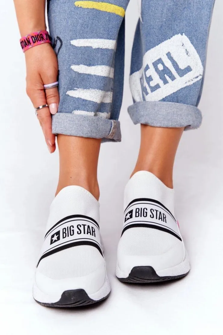 Big Star Shoes Trampki Damskie Slip-On|Trampki Damskie Big Star*Sportowe Buty Slip-On Memory Foam Big Star HH274538 Białe