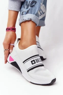 Big Star Shoes Trampki Damskie Slip-On|Trampki Damskie Big Star*Sportowe Buty Slip-On Memory Foam Big Star HH274538 Białe