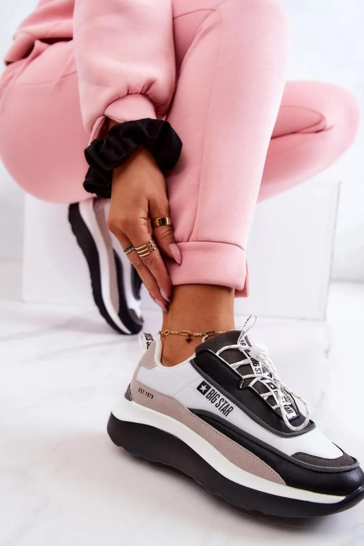 Big Star Shoes Buty Sportowe Big Star*Sportowe Buty Sneakersy Big Star JJ274998 Biało-Czarne