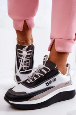 Big Star Shoes Buty Sportowe Big Star*Sportowe Buty Sneakersy Big Star JJ274998 Biało-Czarne