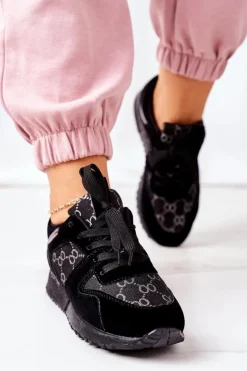 Evento Buty Sportowe Na Platformie*Sportowe Buty Sneakersy Czarno-Srebrne Aruba