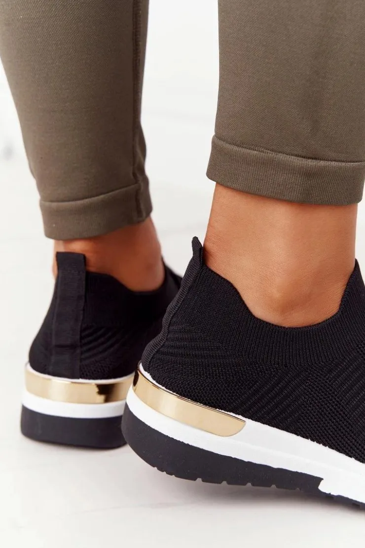 New Boto Sportowe Buty Sneakersy Na Koturnie Czarne Adeyla