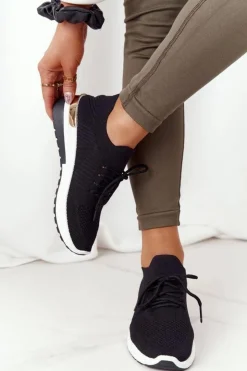 New Boto Sportowe Buty Sneakersy Na Koturnie Czarne Adeyla