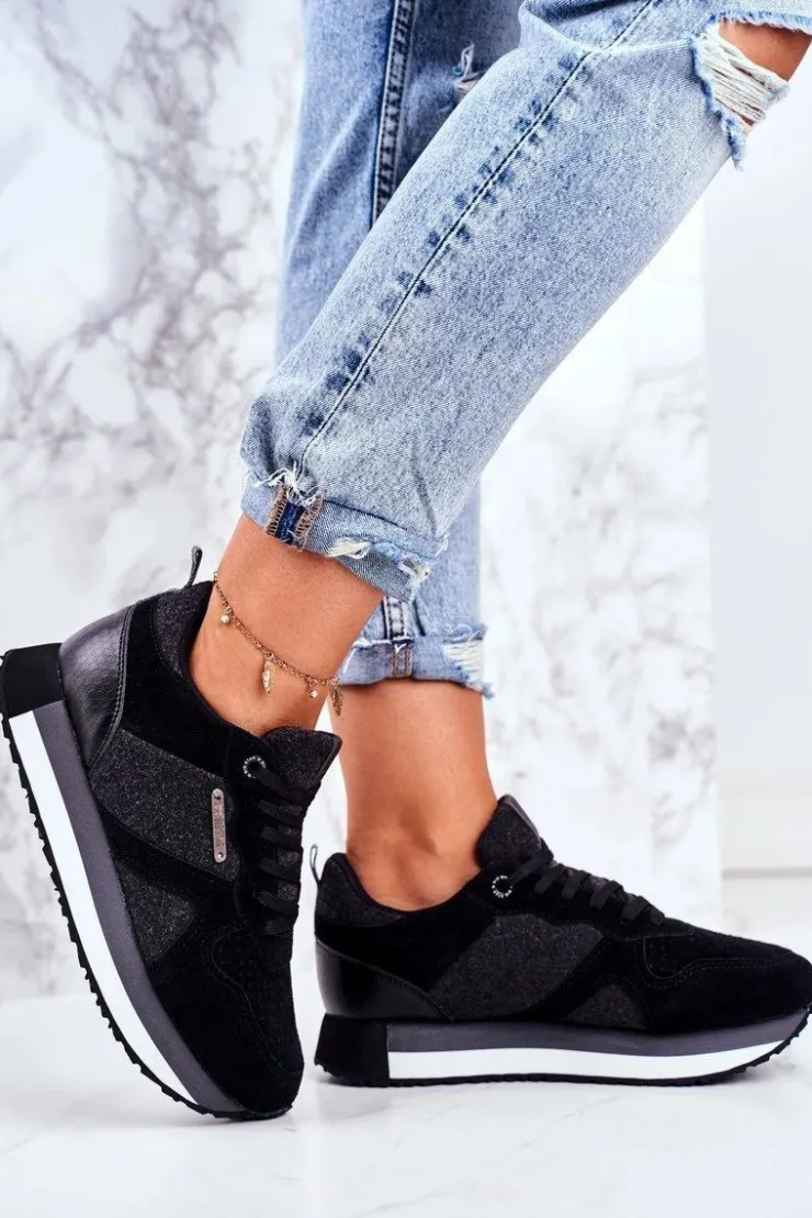 Damskie Big Star Shoes Sportowe Młodzieżowe Big Star Czarne GG274464